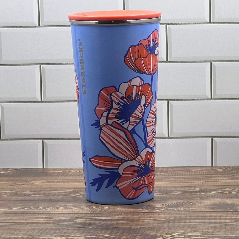 Starbucks Stainless Floral Travel Cup With Lid NWT